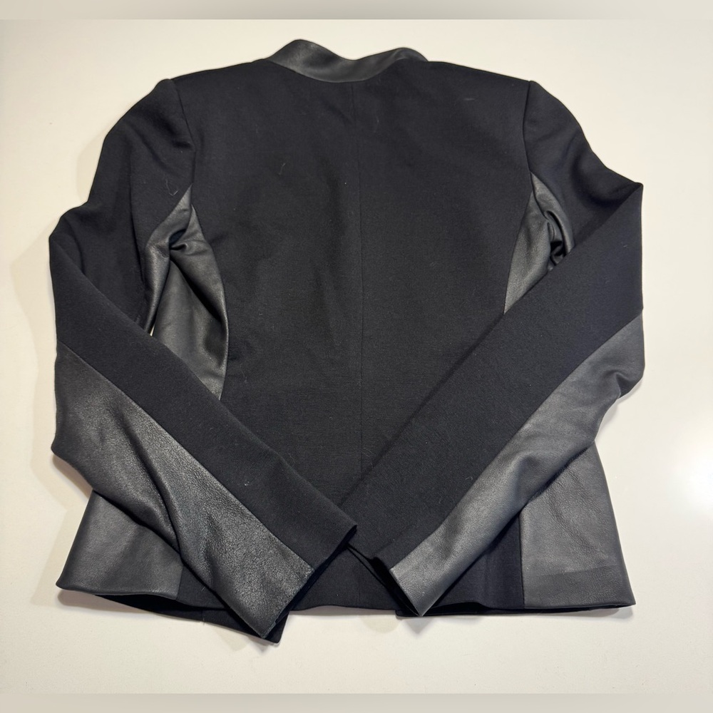 Theory Lanai Open Front Collarless Blazer Wool Blend Italian Fabric Black Size 0 - Picture 2 of 9